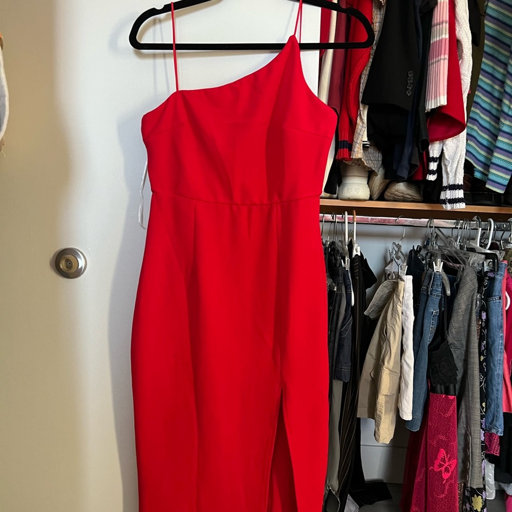 princess poly red slit dress